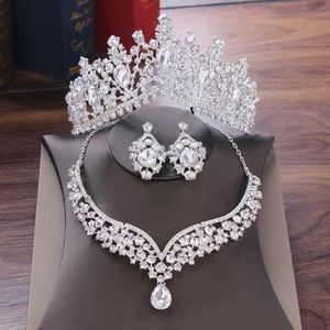 Bridal necklace set tiara combo silver plated